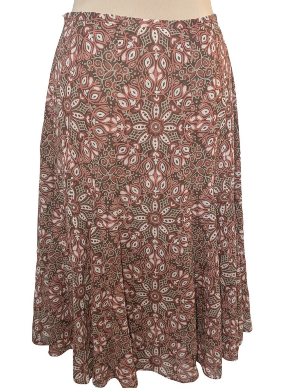 LOFT Ann Taylor Mandala Print A-Line Midi Skirt